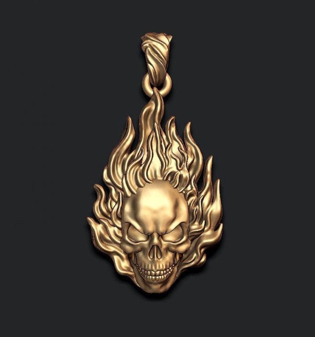 Burning skull pendant Modelo de Impressão 3D .c4d .max .obj .3ds .fbx .stl .blend 
