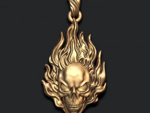 Ciondolo con teschio in fiamme Modello di stampa 3D