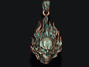 Burning skull pendant Modelo de Impressão 3D