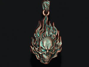 Burning skull pendant 3D Print Model