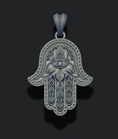 Hamsa pendant 3D 打印模型 .c4d .max .obj .3ds .fbx .stl .blend 