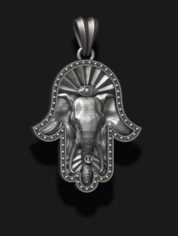 Hamsa elephant pendant 3Dプリントモデル .c4d .max .obj .3ds .fbx .stl .blend 