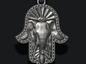 Hamsa elephant pendant 3Dプリントモデル
