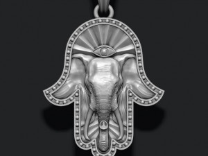 Hamsa elephant pendant 3Dプリントモデル