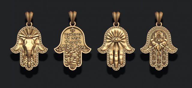 Hamsa pendants pack Modèles 3D en vedette .c4d .max .obj .3ds .fbx .stl .blend 