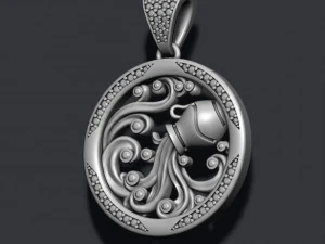 Horoscope acuario pendant with gems 3D Print Model