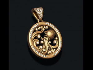 Horoscope acuario pendant with gems 3D Print Model