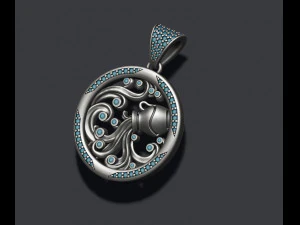 Horoscope acuario pendant with gems 3D Print Model