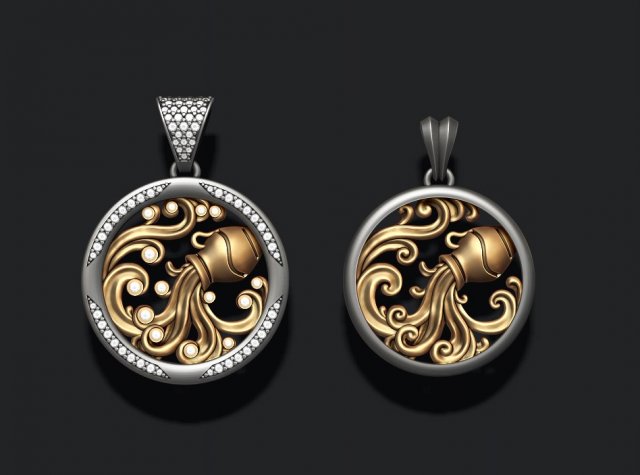 Horoscope acuario pendants pack Modelo de Impressão 3D .c4d .max .obj .3ds .fbx .stl .blend 