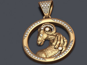 Horoscope aries pendant with gems 3D 打印模型