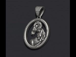 Horoscope aries pendant with gems 3D 打印模型