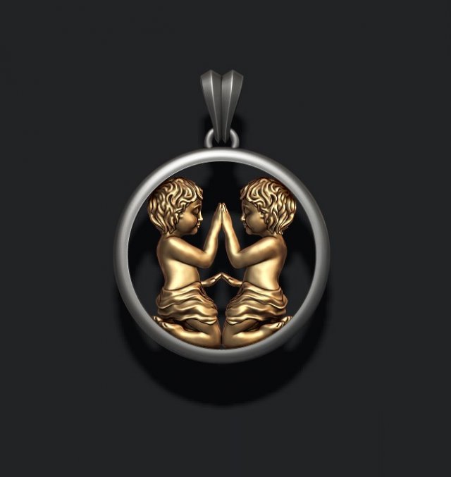 Horoscope gemini twins pendant Model Cetak 3D .c4d .max .obj .3ds .fbx .stl .blend 