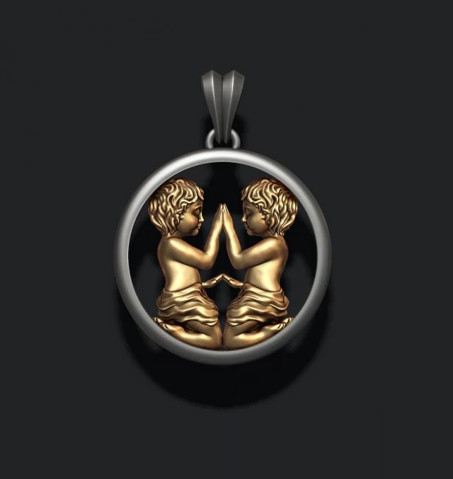 Horoscope gemini twins pendant 3D Print Model .c4d .max .obj .3ds .fbx .stl .blend 
