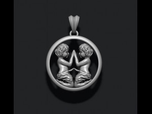 Horoscope gemini twins pendant Model Cetak 3D