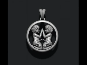Horoscope gemini twins pendant 3D Print Model