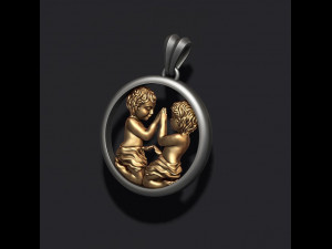 Horoscope gemini twins pendant Model Cetak 3D