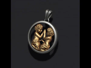 Horoscope gemini twins pendant 3D Print Model