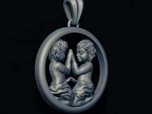 Horoscope gemini twins pendant Model Cetak 3D