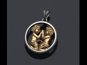 Horoscope gemini twins pendant Model Cetak 3D