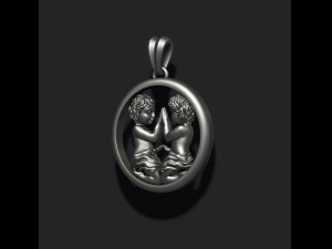 Horoscope gemini twins pendant Model Cetak 3D