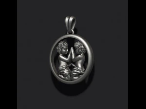 Horoscope gemini twins pendant 3D Print Model