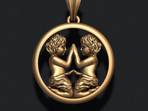 Horoscope gemini twins pendant Model Cetak 3D