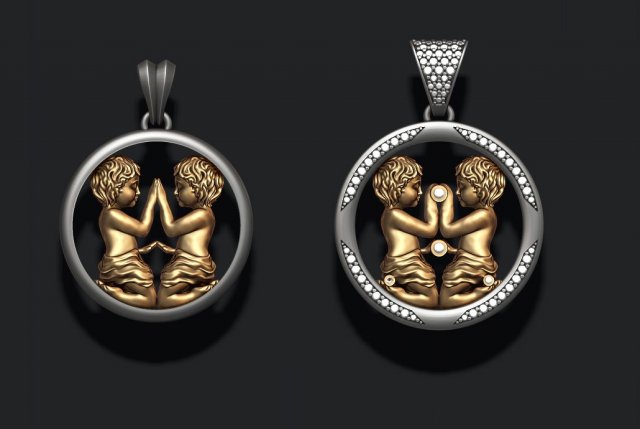 Horoscope gemini twins pendant pack Modelo de impresión 3D .c4d .max .obj .3ds .fbx .stl .blend