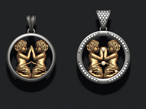Horoscope gemini twins pendant pack 3D प्रिंट मॉडल