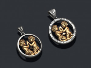 Horoscope gemini twins pendant pack Modelo de impresión 3D