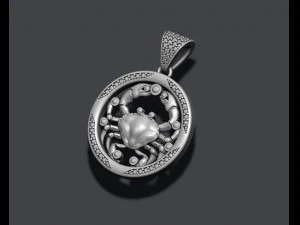 Horoscope cancer pendant with gems 3D Print Model