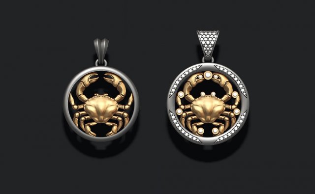 Horoscope cancer pendants pack Modelo de Impressão 3D .c4d .max .obj .3ds .fbx .stl .blend 