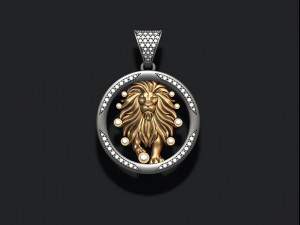 Horoscope lion pendant with gems 3D प्रिंट मॉडल