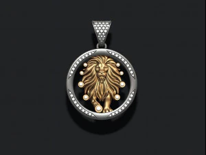 Horoscope lion pendant with gems 3D Print Model