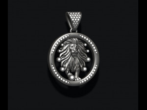 Horoscope lion pendant with gems 3D Print Model