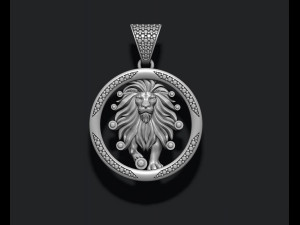 Horoscope lion pendant with gems 3D Print Model