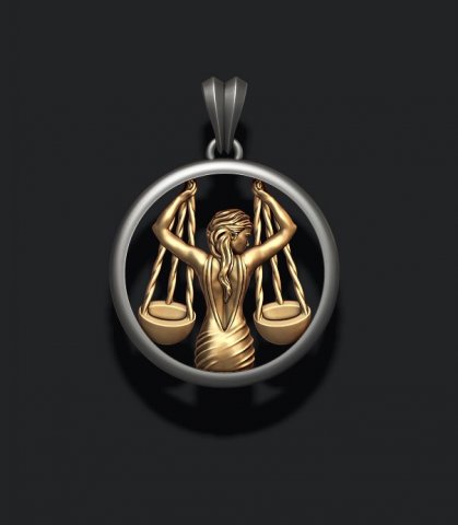 Horoscope libra pendant 3D-Druckmodell .c4d .max .obj .3ds .fbx .stl .blend 
