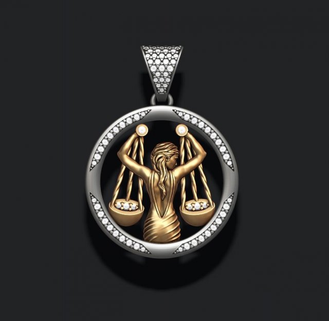 Horoscope libra pendant with gems 3D Принт Модель .c4d .max .obj .3ds .fbx .stl .blend 