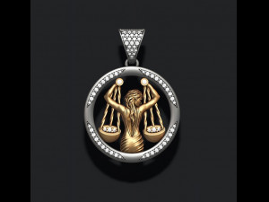 Horoscope libra pendant with gems 3D Print Model