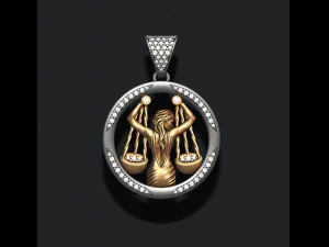Horoscope libra pendant with gems 3D Print Model