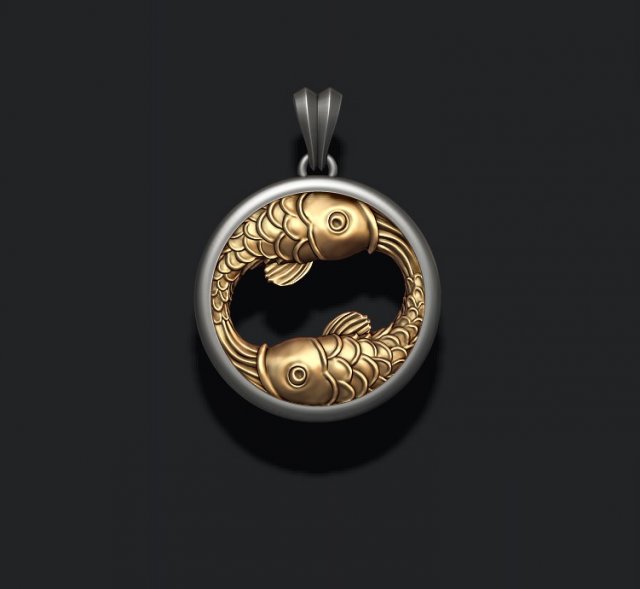 Horoscope pisces fish pendant Modelo de Impressão 3D .c4d .max .obj .3ds .fbx .stl .blend 
