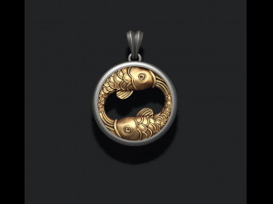 Horoscope pisces fish pendant 3Dプリントモデル
