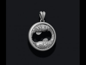Horoscope pisces fish pendant Modelo de Impressão 3D