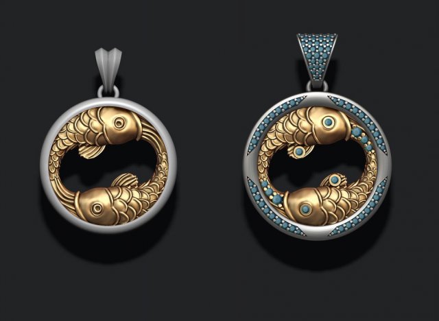 Horoscope pisces fish pendants pack 3D-Druckmodell .c4d .max .obj .3ds .fbx .stl .blend 
