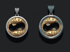 Horoscope pisces fish pendants pack 3D Print Model
