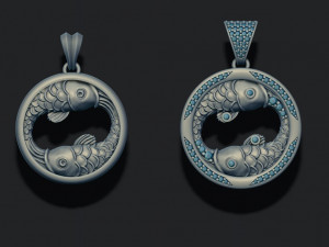 Horoscope pisces fish pendants pack 3D-Druckmodell