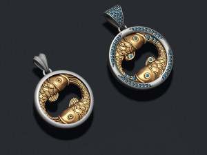 Horoscope pisces fish pendants pack 3D-Druckmodell