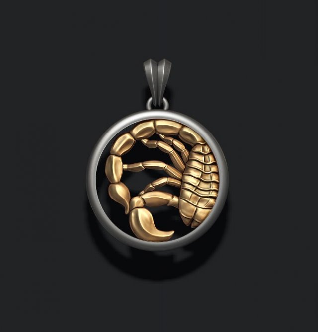 Horoscope scorpion pendant 3Dプリントモデル .c4d .max .obj .3ds .fbx .stl .blend