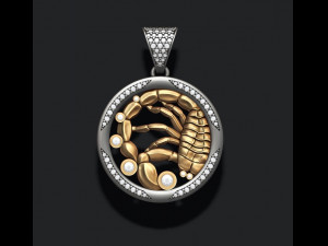 Horoscope scorpion pendant with gems 3D Print Model