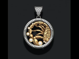 Horoskopowy wisiorek ze skorpionem z klejnotami Model do druku 3D