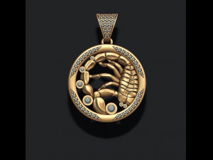 Horoscope scorpion pendant with gems 3D Принт Модель